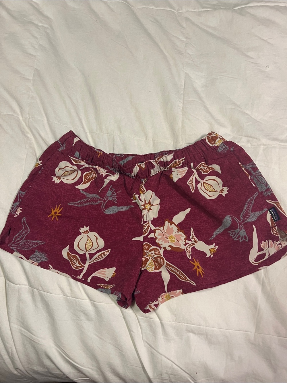 Patagonia Women's Floral Athletic Shorts in Deep Berry